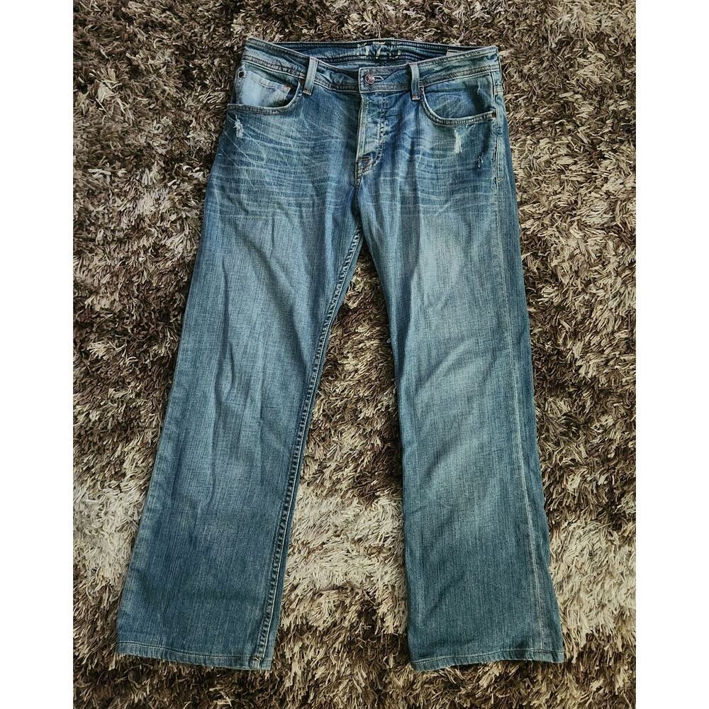 575 Denim Los Angeles Jeans Men's Sz 32x26 Straight Distressed Penny Button Fly
